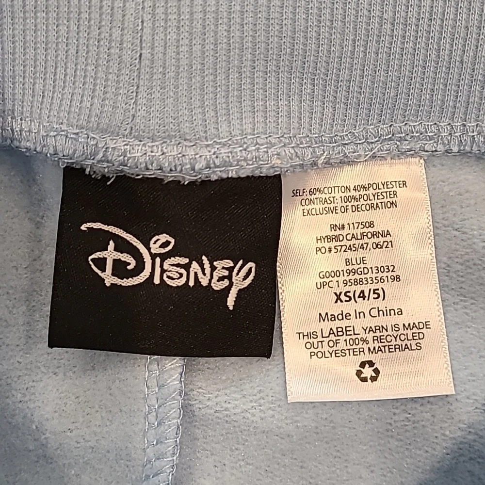 DISNEY STITCH SWEATPANTS GIRLS XS(4/5) BLUE SHERPA(Side) New